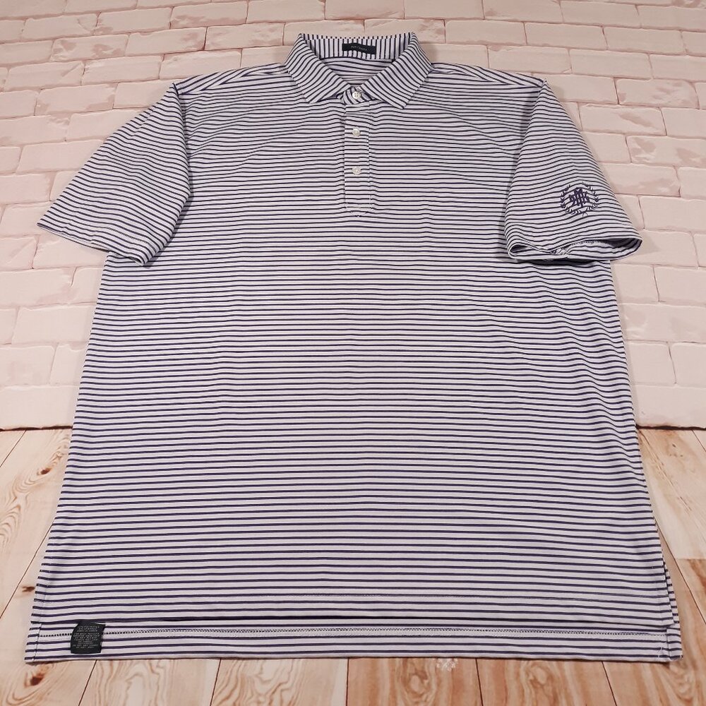 Turtleson Golf Polo Shirt Mens Size XL Performance Purple White Striped